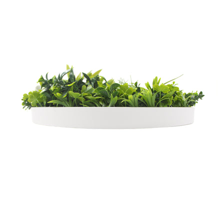 Flowering White Artificial Green Wall Disc UV Resistant 75cm (White Frame) - ElectronX Plus