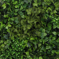 Slimline Artificial Green Wall Disc Art 80cm Mixed Green Fern & Ivy (White) - ElectronX Plus