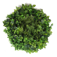 Slimline Artificial Green Wall Disc Art 80cm Mixed Green Fern & Ivy (White) - ElectronX Plus