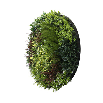 Slimline Artificial Green Wall Disc Art 90cm Green Field UV Resistant (Black) - ElectronX Plus