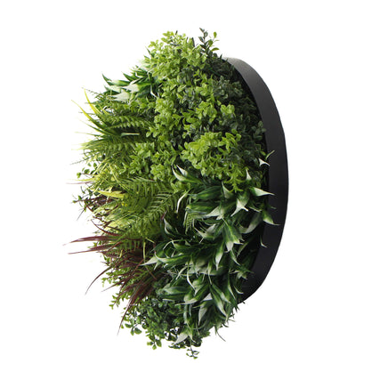 Slimline Artificial Green Wall Disc Art 50cm Green Field UV Resistant (Black) - ElectronX Plus