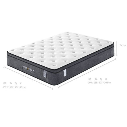 Eurotop Mattress 5 Zone Pocket Spring Latex Foam 34cm - Double - ElectronX Plus