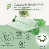 Green Tea Cool Gel Memory Foam Mattress 36cm 5 Zone Double - ElectronX Plus