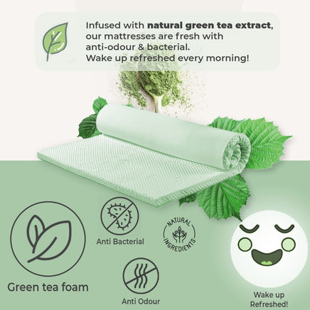 Green Tea Cool Gel Memory Foam Mattress 36cm 5 Zone King - ElectronX Plus