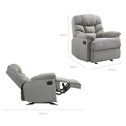 Rocking Recliner Chair Swing Glider Light Grey Fabric - ElectronX Plus