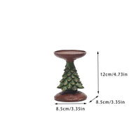 Christmas Tree Candle Holder - Rustic Resin Pillar Stand, 12cm Festive Decoration