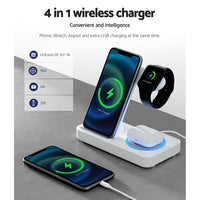 Devanti 4-in-1 Wireless Charger Dock Fast Charging for Phone White - ElectronX Plus