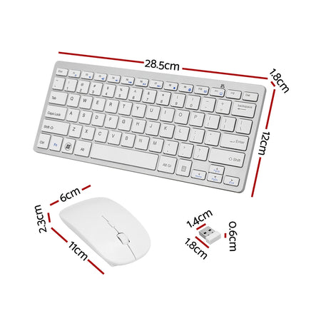 Wireless Keyboard and Mouse Combo Bluetooth Set for PC Laptop Phone Tablet 78 Keys White - ElectronX Plus