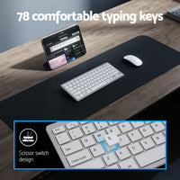 Wireless Keyboard and Mouse Combo Bluetooth Set for PC Laptop Phone Tablet 78 Keys White - ElectronX Plus