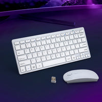 Wireless Keyboard and Mouse Combo Bluetooth Set for PC Laptop Phone Tablet 78 Keys White - ElectronX Plus