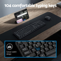 Wireless Keyboard and Mouse Combo Bluetooth Set for PC Laptop Phone Tablet 104 Keys Black - ElectronX Plus