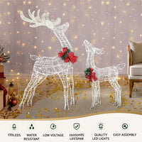 2 PCS Christmas Lights 170 LED Fairy Light Reindeer Decorations Jingle Jollys