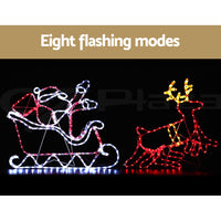 1X Christmas Lights Reindeer Sleigh 806 LED Decorations Jingle Jollys