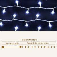 100M Christmas Lights String Fairy Light 500 LED Cool White Jingle Jollys