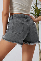 Black High Rise Crossover Waist Denim Shorts - ElectronX Plus