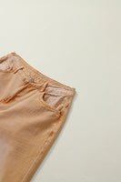 Brown Distressed Hollow-out High Waist Cropped Flare Jeans - ElectronX Plus