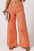 Orange Acid Wash High Waist Wide Leg Jeans - ElectronX Plus