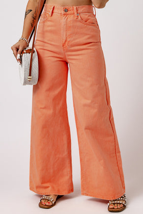 Orange Acid Wash High Waist Wide Leg Jeans - ElectronX Plus