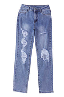 Sky Blue Heavy Destroyed Big Hole Boyfriend Jeans - ElectronX Plus