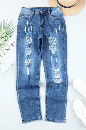 Buttoned Pockets Distressed Jeans - ElectronX Plus