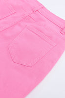 Pink Vintage High Waist Flare Leg Ripped Raw Hem Jeans - ElectronX Plus