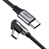 UGREEN USB-C to Angled USB 2.0 C M/M Round Cable Aluminum Shell Nickel Plating 2m (Gray Black) 50125 - ElectronX Plus