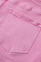 Pink Frayed Edge Mid Rise Denim Shorts - ElectronX Plus