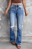 Blue Distressed Flare Jeans - ElectronX Plus