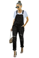 Black Distressed Bib Denim Overalls - ElectronX Plus