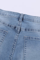 Light Blue Frayed Hem Denim Shorts - ElectronX Plus