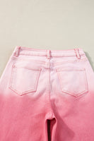 Pink Scattering Rhinestone Gradient Denim Pants - ElectronX Plus