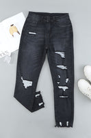 Black Distressed Boyfriend Denim Pants - ElectronX Plus