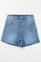 Ashleigh Blue Rhinestone Embellished Denim Shorts - ElectronX Plus