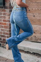 Dusk Blue Pearl Boot Cut Denim Jeans - ElectronX Plus