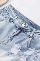 Sky Blue Bleached Wash Distressed Denim Shorts - ElectronX Plus