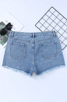 Sky Blue High Rise Crossover Waist Denim Shorts - ElectronX Plus