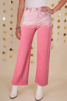 Pink Scattering Rhinestone Gradient Denim Pants - ElectronX Plus