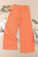 Orange Acid Wash High Waist Wide Leg Jeans - ElectronX Plus