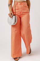 Orange Acid Wash High Waist Wide Leg Jeans - ElectronX Plus