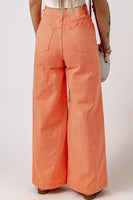 Orange Acid Wash High Waist Wide Leg Jeans - ElectronX Plus