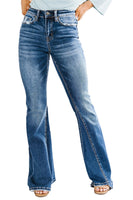 Sky Blue Medium Wash High Rise Flare Jeans - ElectronX Plus