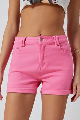 Pink Ashlee High Waisted Denim Shorts - ElectronX Plus