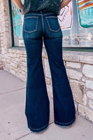 Real Teal High Rise Ripped Bell Bottom Jeans - ElectronX Plus