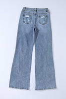 Sky Blue Destroyed Open Knee Wide Leg Jeans - ElectronX Plus