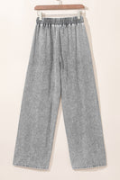 Medium Grey Drawstring Elastic Waist Wide Leg Jeans - ElectronX Plus