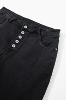 Black High Waist Button Front Flare Jeans - ElectronX Plus