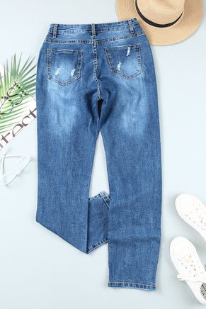 Buttoned Pockets Distressed Jeans - ElectronX Plus