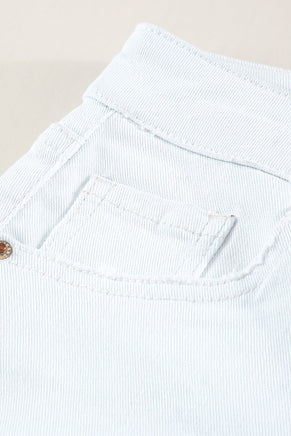 White Distressed Frayed Denim Shorts - ElectronX Plus