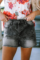 Gray Acid Wash Raw Edge Skinny Denim Shorts - ElectronX Plus