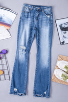 Blue Distressed Flare Jeans - ElectronX Plus